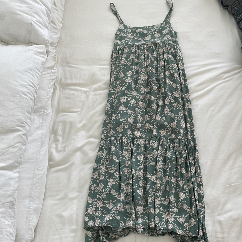 Floral Green Sleeveless Dress